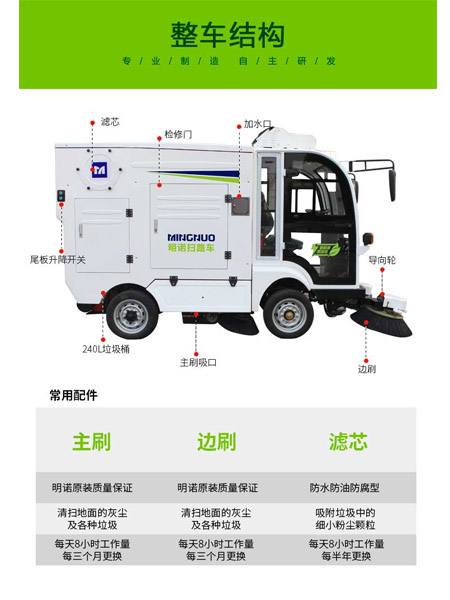 四轮扫路车MN-S1800配备240L标准若羌垃圾桶